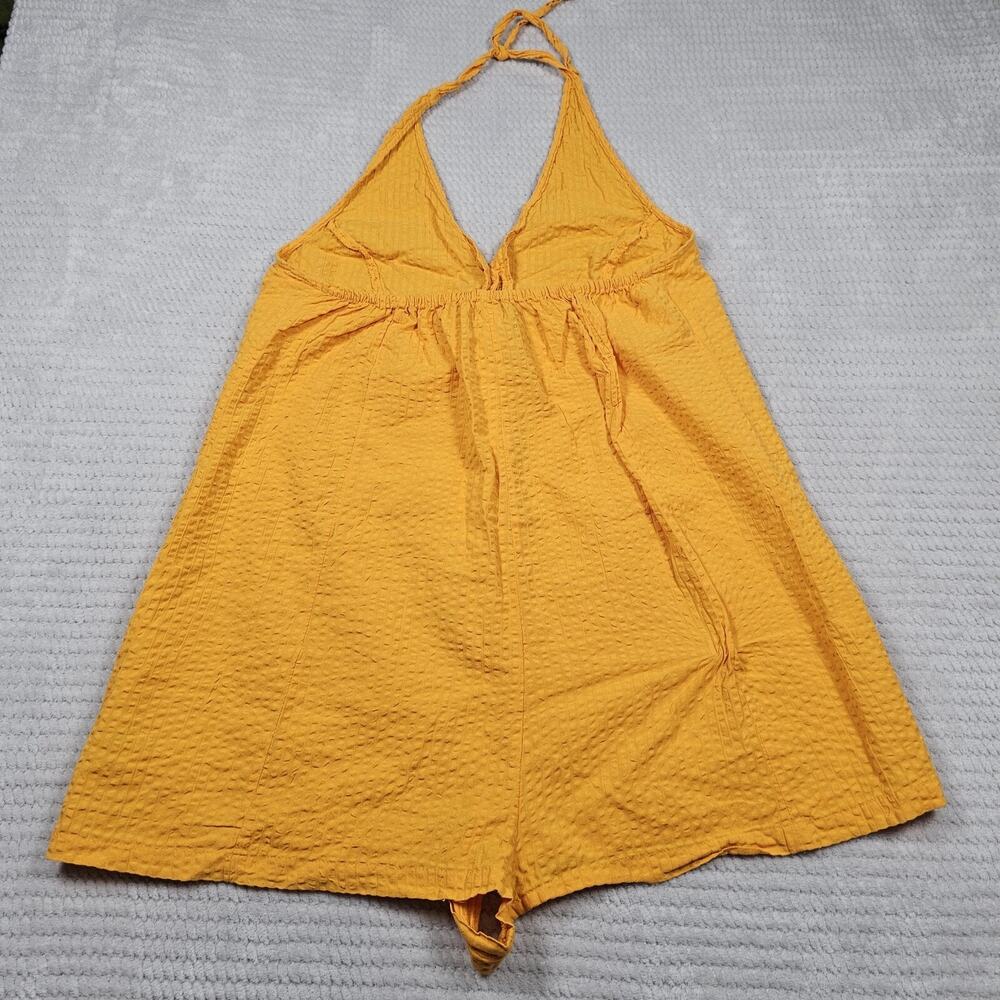 Asos Romper Womens 12 Yellow Halter Neck Open Back Shorts Romper - Picture 6 of 7
